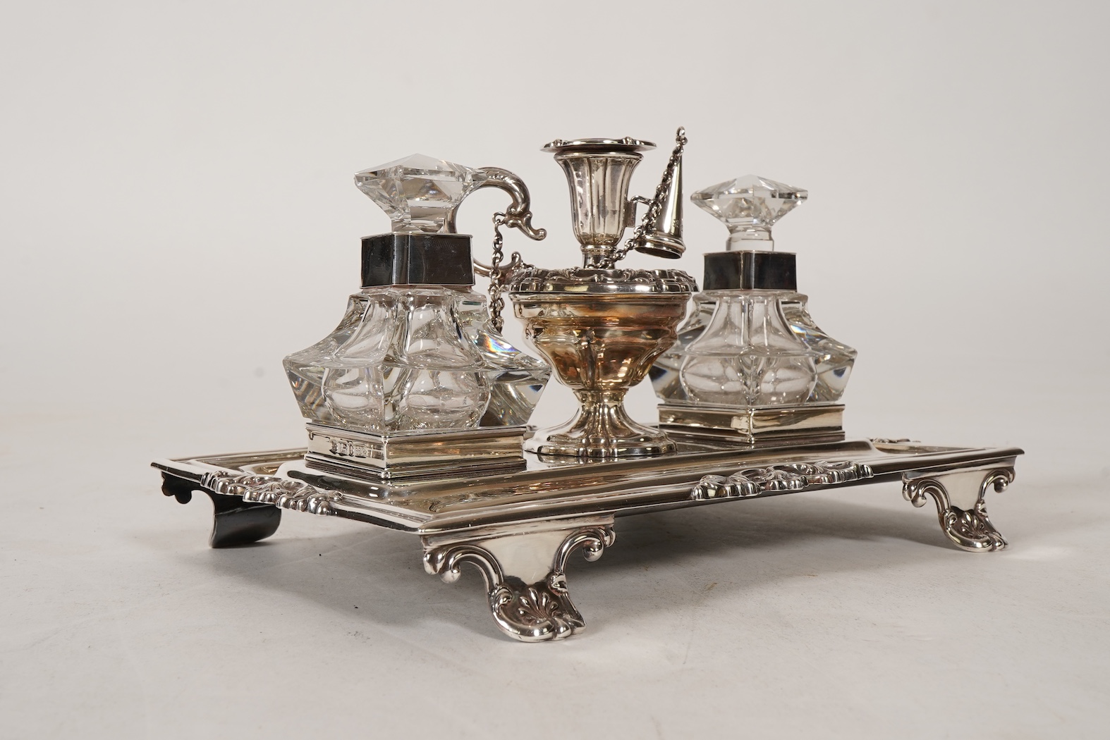 A William IV silver ink stand, by Henry Wilkinson & Co Ltd